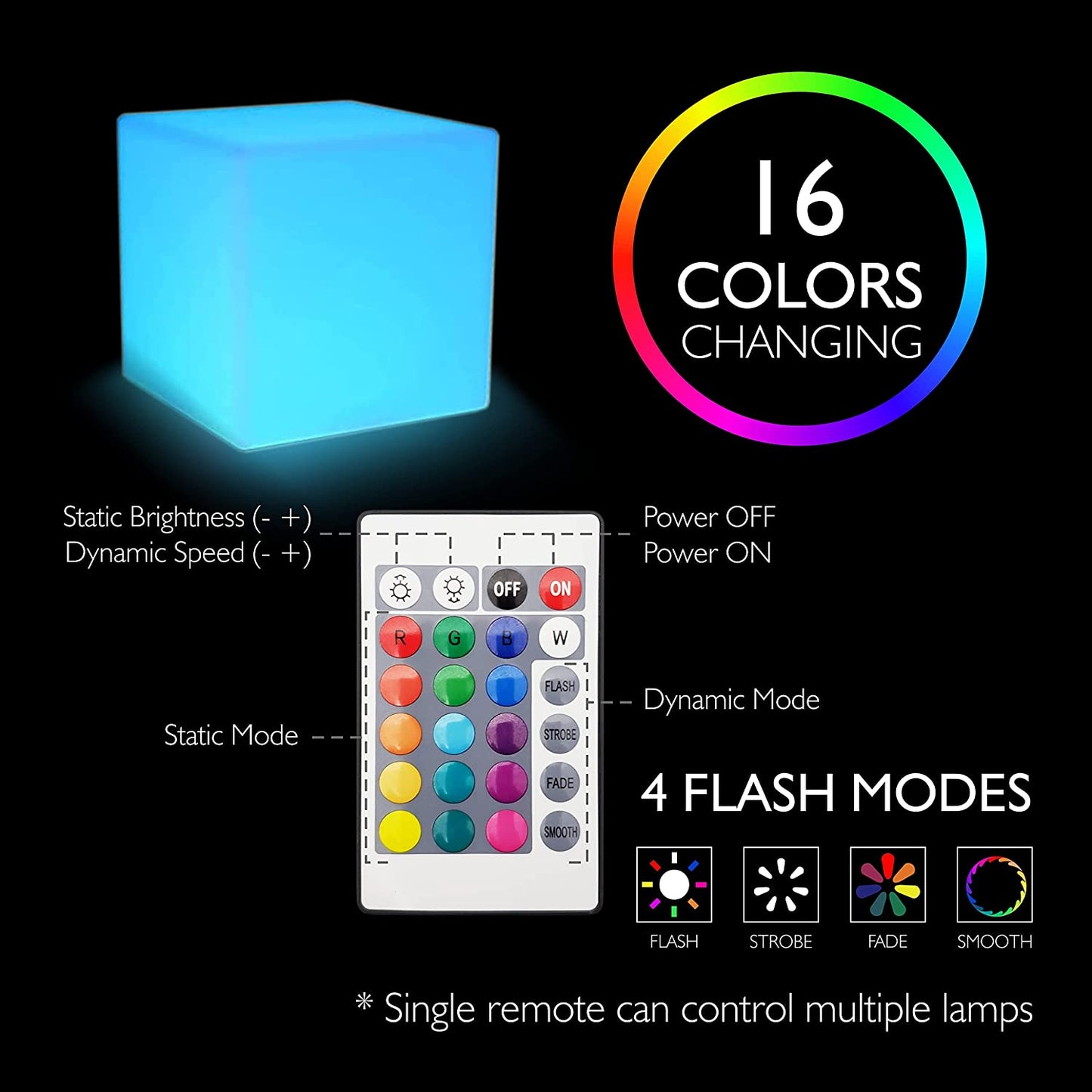 LED Glowing Cube Box Stool w/Infrared Remote Control Glow Cube Medium (43 cm)